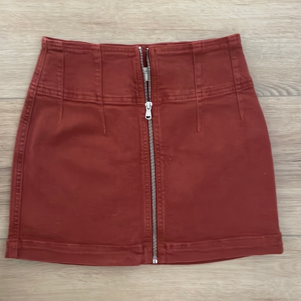 Free People Burnt Orange Denim Skirt